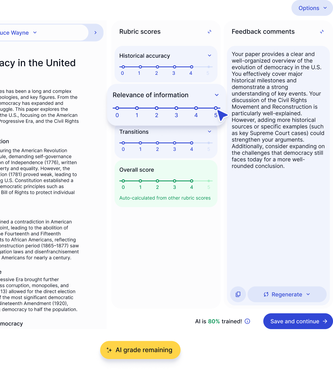Adaptive AI grading